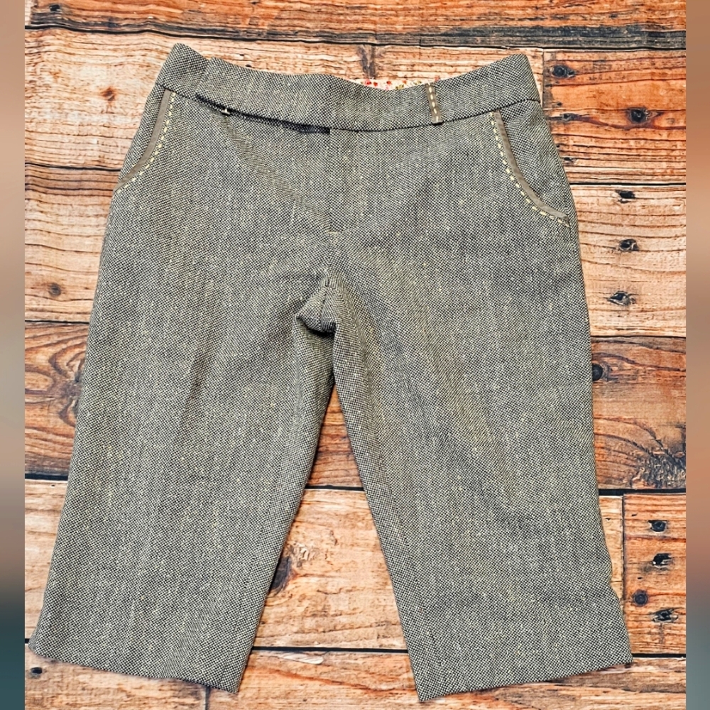 Rebecca Taylor Woman’s Size 4 Wool Blend Herringbone Capri Tan
